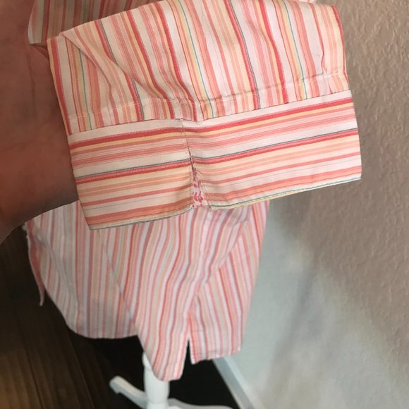 ALLISON DALEY Pink & Peach Striped Shirt - 16 - Picture 3 of 9